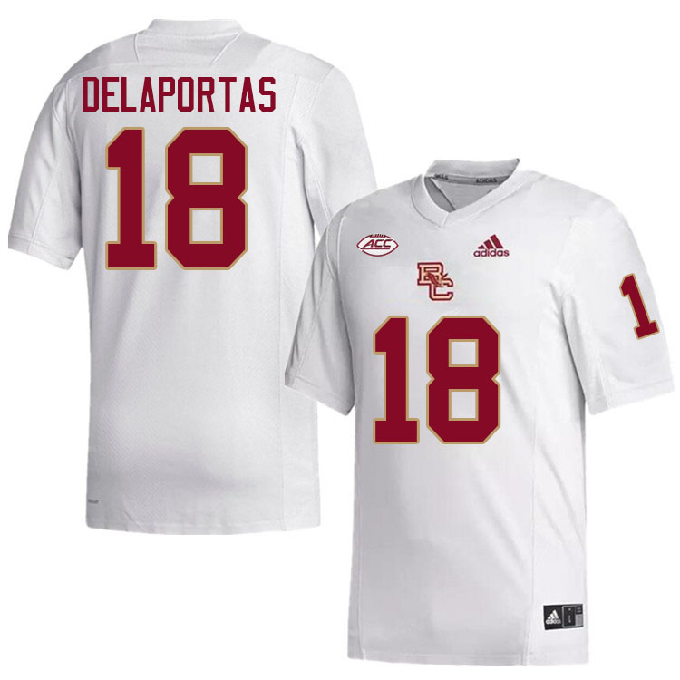 Boston College Eagles #18 Peter Delaportas College Football Jerseys Stitched-White